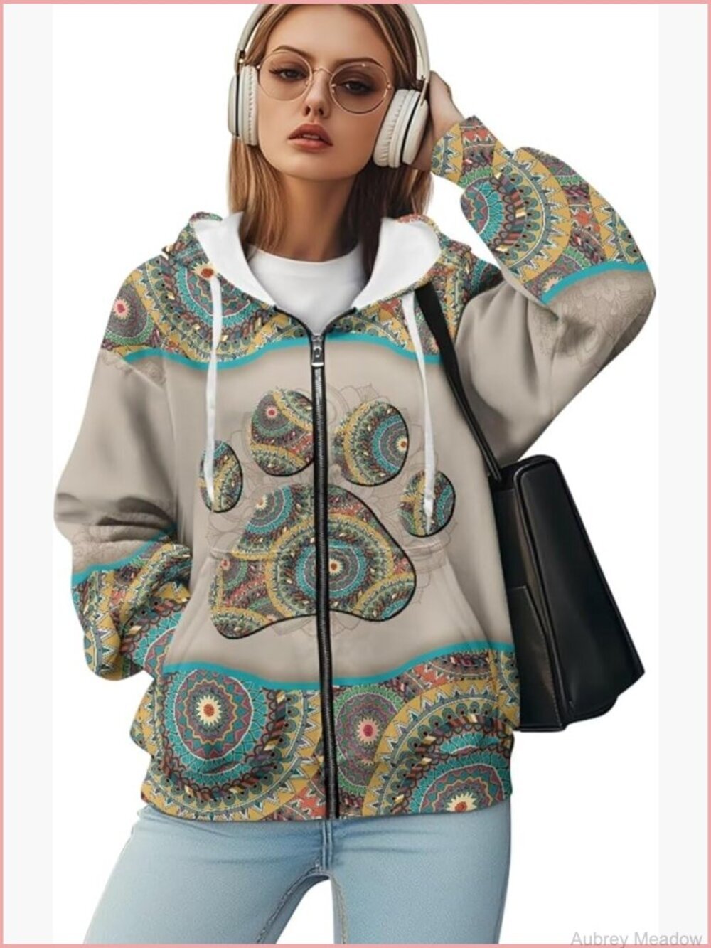 Oversize Zip Up Hoodie Sweatshirt Women Y2K Vintage Cardigan Long Sleeve with